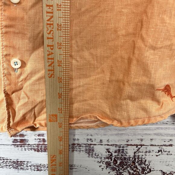 Tommy Bahama Shirt Mens Medium Relax Fit Orange Long Sleeve Button Up 100% Linen - Picture 8 of 14